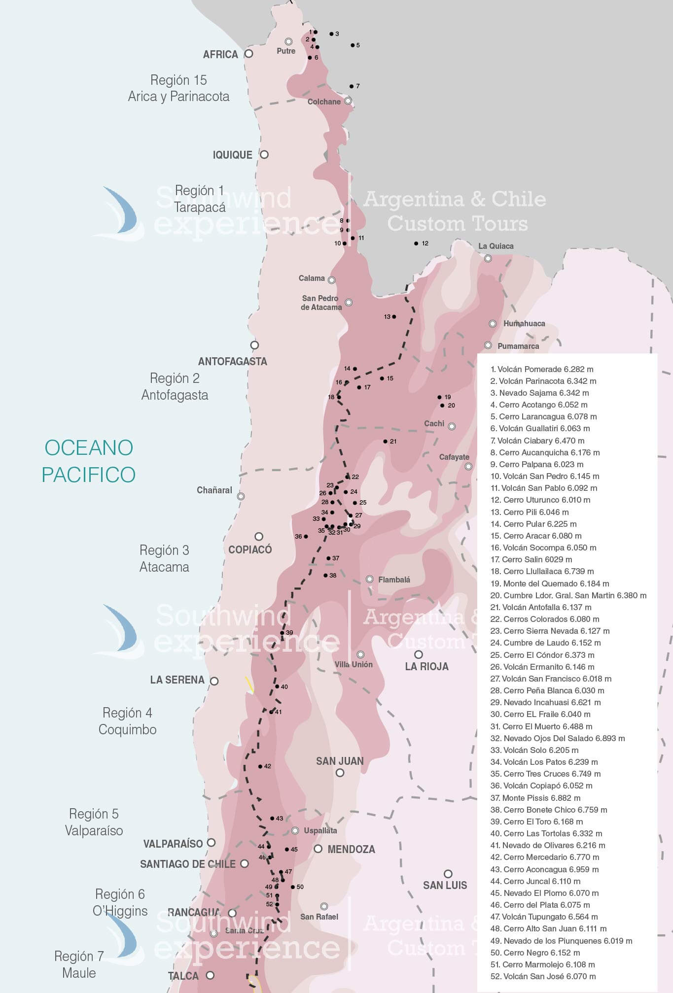 Highest Peaks Argentina Chile